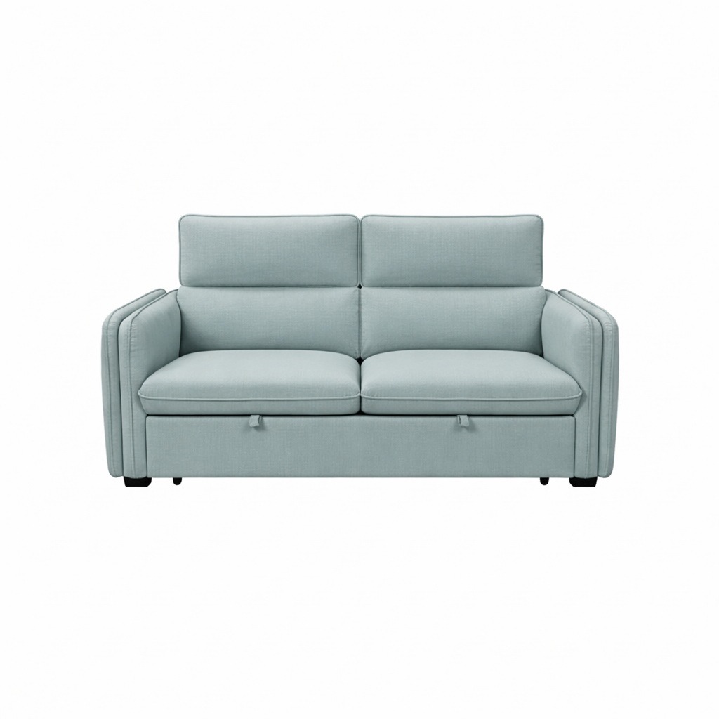 The Celestia Grand | Cloud-Blue Fabric Sleeper Sectional