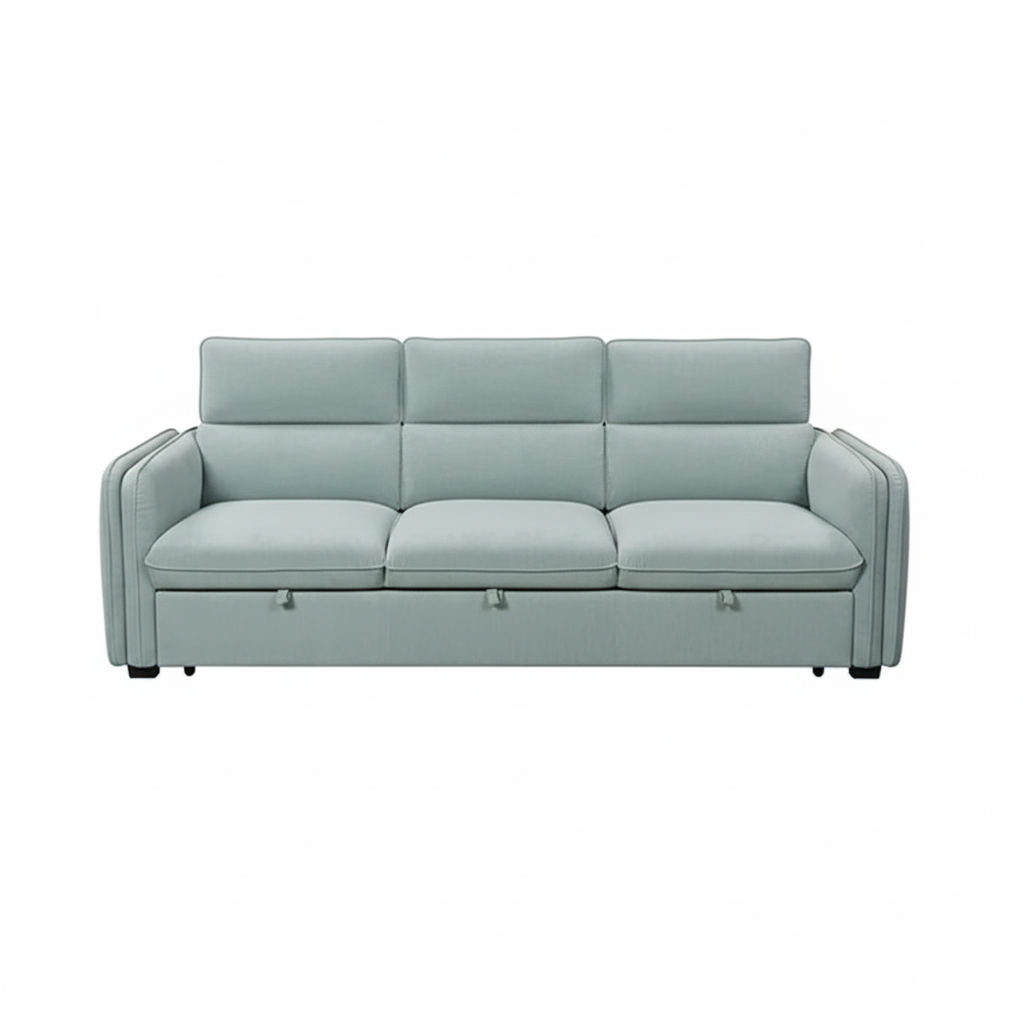 The Celestia Grand | Cloud-Blue Fabric Sleeper Sectional